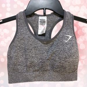 Gymshark Women Vital Seamless Sports Bra Gray Heathered Stretch Racerback XS